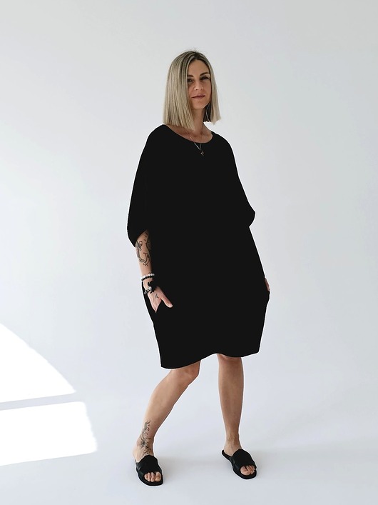 sukienki midi damskie Oversizowa czarna sukenka z jerseyu