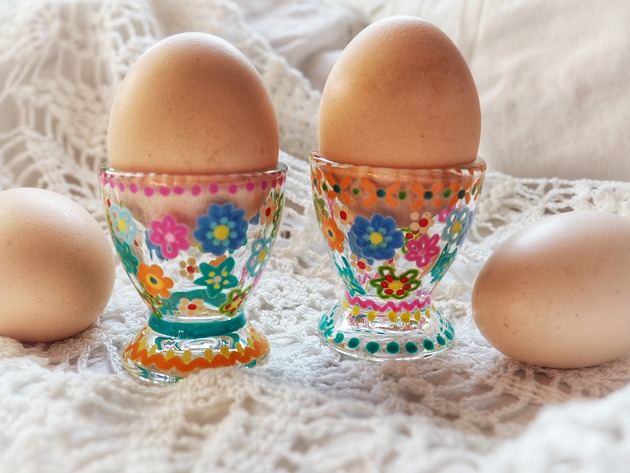 szklanki i kieliszki Kieliszki do jajek 2 szt. ręcznie malowane FLOWERS