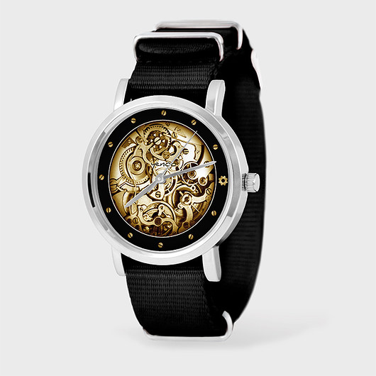 Zegarek - Steampunk, złoty - czarny, nato yenoo