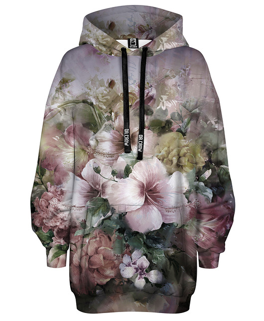 bluza z kapturem damska Bluza Oversize Tunika DR.CROW Flowers Watercolor