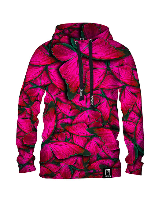 bluza z kapturem damska Damska Bluza z kapturem Butterfly Pink