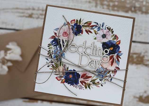 zaproszenia i kartki na ślub Stylowa kartka ślubna z kopertą Wedding Day