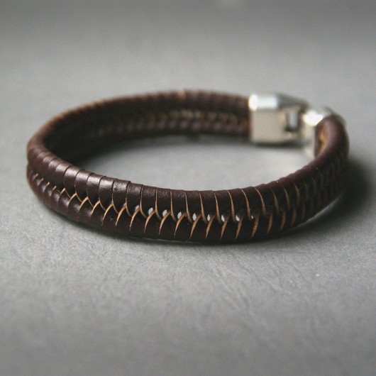 męska bransoletka : SKÓRA : braided brown kaktusia