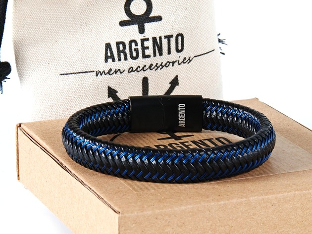 BRANSOLETKA Męska SKÓRZANA PREMIUM Argento akcesoria