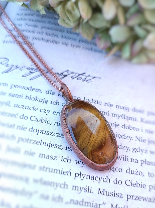 biżuteria męska Wisior Strażnik Intuicji miedź tygrysie oko