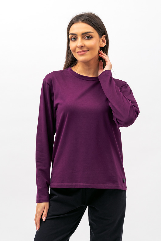 bluzki z długim rękawem damskie Longsleeve ,, LILY"  bakłażan