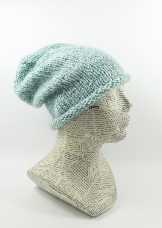 czapki damskie Luźna czapka miętowa nerd beanie krasnal hipster