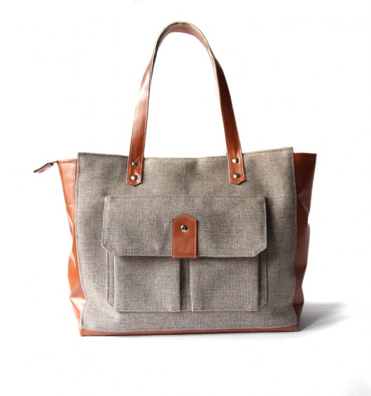 torba - beige melange&camel&flowers- elfagado