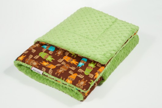 Mięciutki kocyk minky - zielone łosie - 75x100 Minky and Cotton