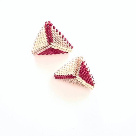 kolczyki szklane Kolczyki Trójkątne Sztyfty "Cynamonowa Słodycz"