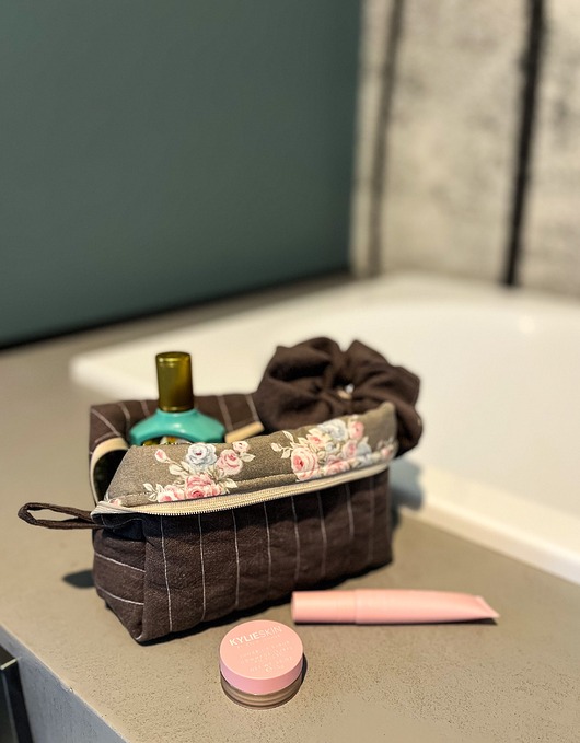 kosmetyczki Lniana kosmetyczka box + gumka scrunchie