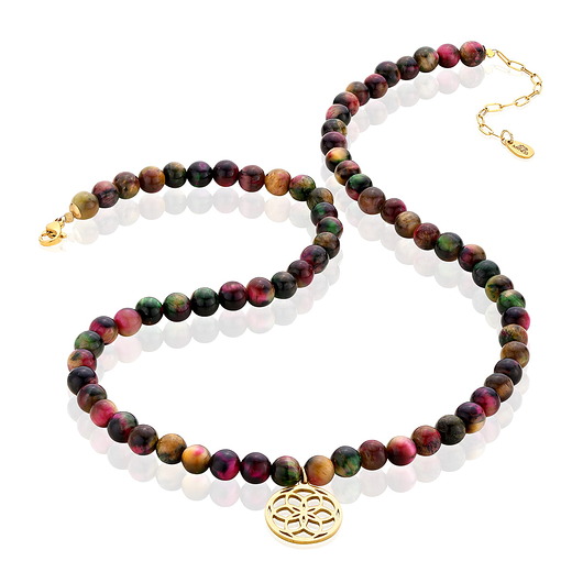 korale Naszyjnik z kamieni naturalnych - tygrysie oko