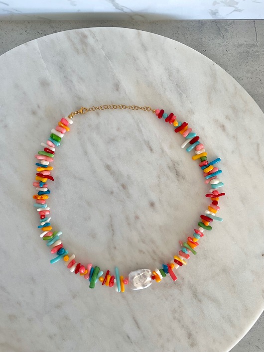 chokery Choker z korala z perłą barokową