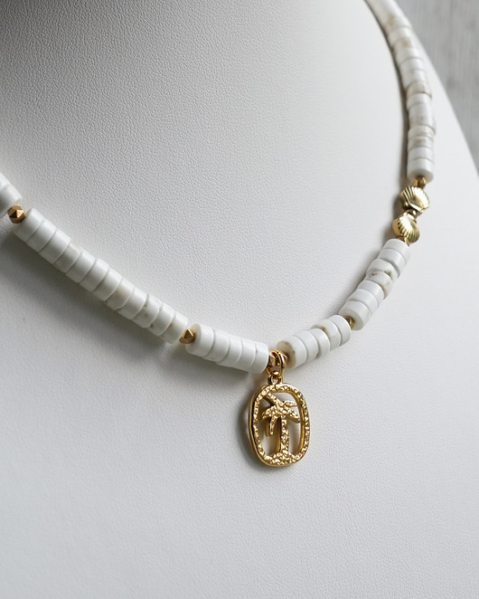 chokery Naszyjnik choker na lato z palmą i muszelkami