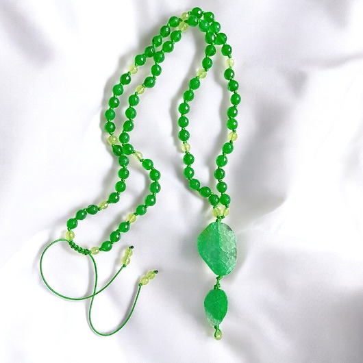 wisiory UNIKATOWY naszyjnik supełkowany : agat i jadeit : ZIELONY naszyjnik