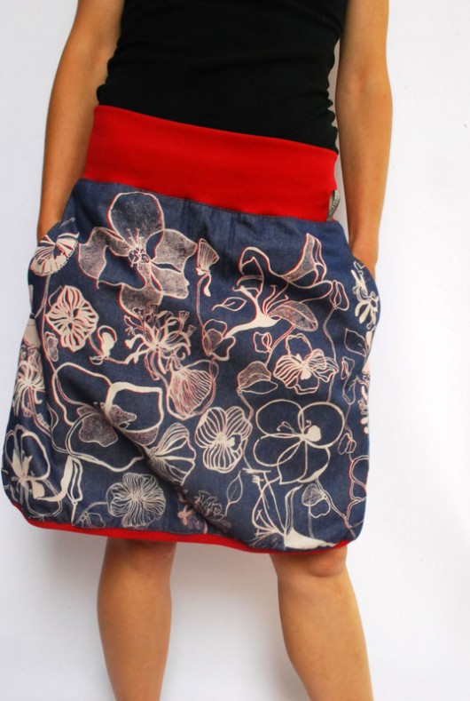 Spódnica jeans, czerwona eviva larte