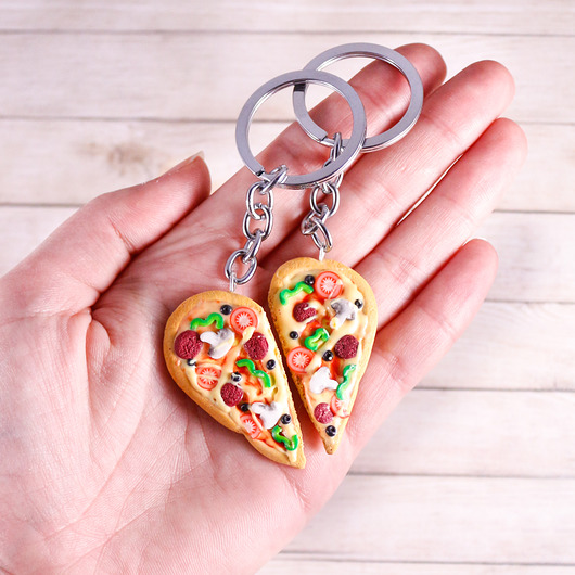 Pizza serce brelok walentynki dla pary Lemon Lovely