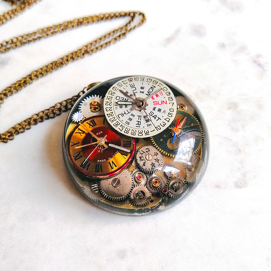 PRECIOUS TIME III - NASZYJNIK STEAMPUNK - Unikat DROBINY CZASU