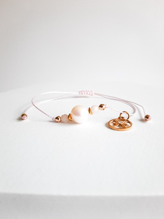 bransoletki z kamieni naturalnych Bransoletka Zodiakalna Ryby Big Pearl z Zawieszką