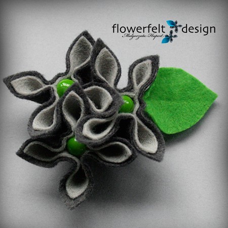 zielony groszek w szarościach  FlowerFelt Design