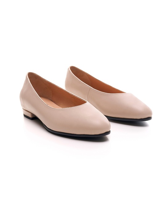 baleriny damskie Baleriny Skórzane  beżowye   (6701)