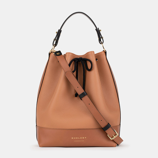 torby na ramię Olivia - skórzany worek, papaya/gold