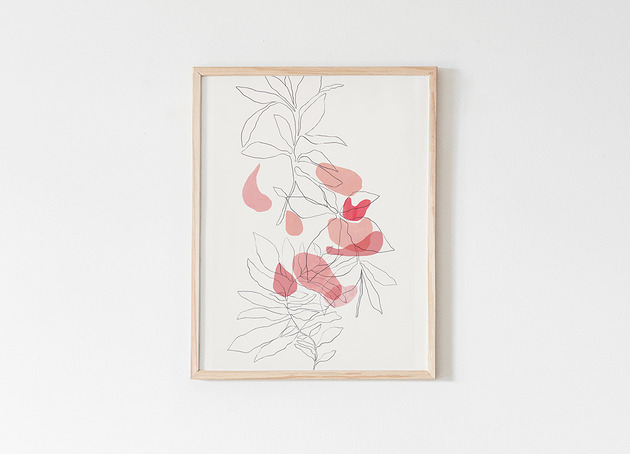 Grafika Flowers,Linie,Rośliny,Kobiecy obraz PRINTLOVE