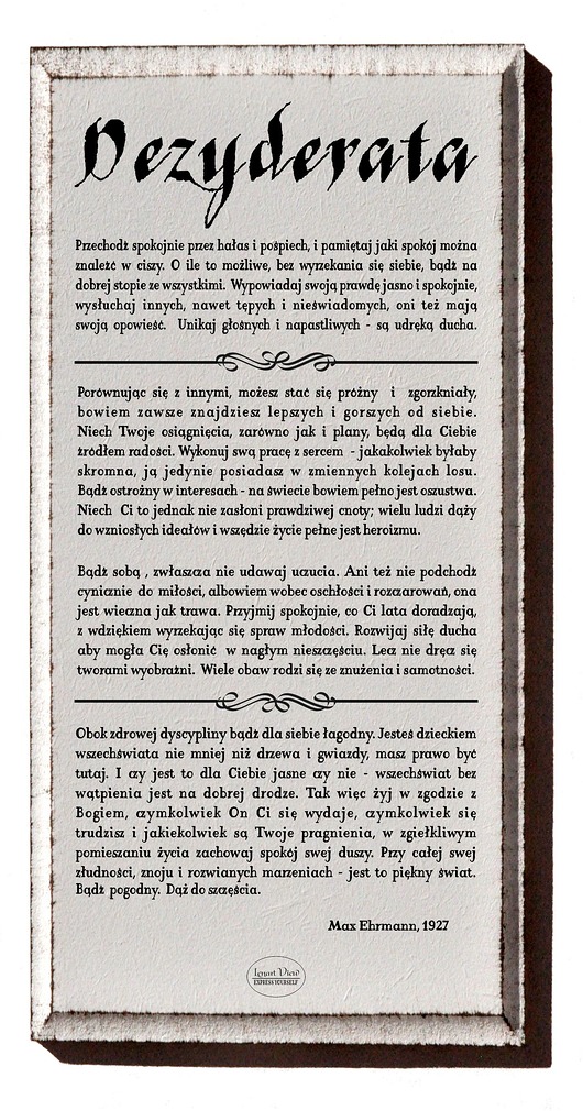 Tabliczka drewniana dezyderata LV Home