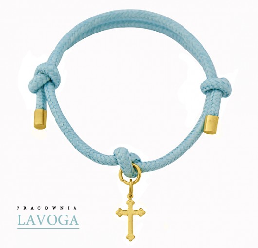 Pastel blue twine with cross. Lavoga