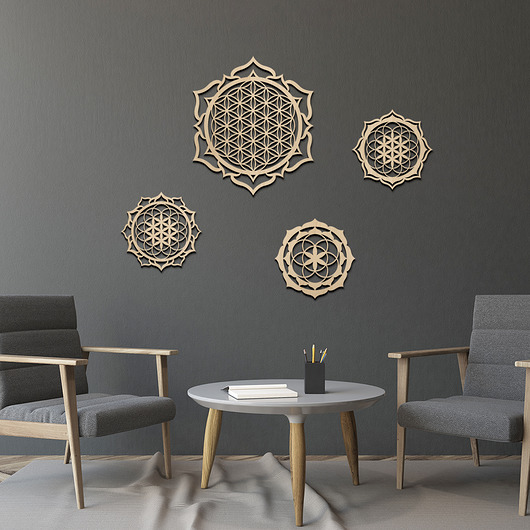 Drewniane Panele Dekoracyjne KWIAT ŻYCIA 4szt Missing Decor