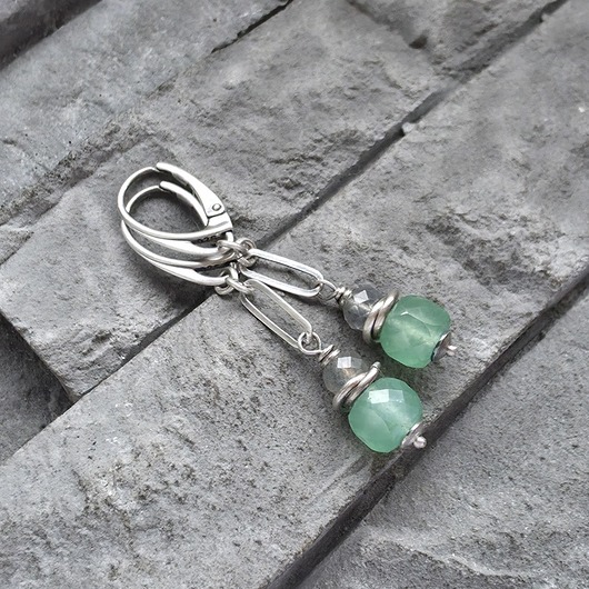 kolczyki z kamieniami Kolczyki awenturyn i labradoryt