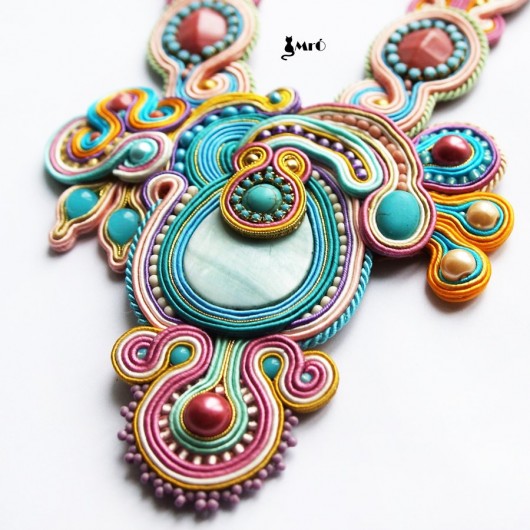 Pastelowy naszyjnik Soutache Mró Soutache