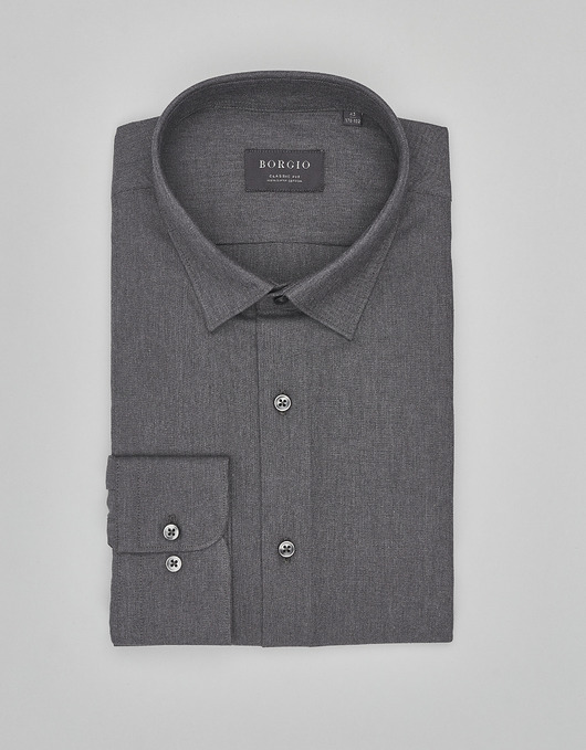 koszule męskie Koszula flero 00619 długi rękaw grafit classic fit