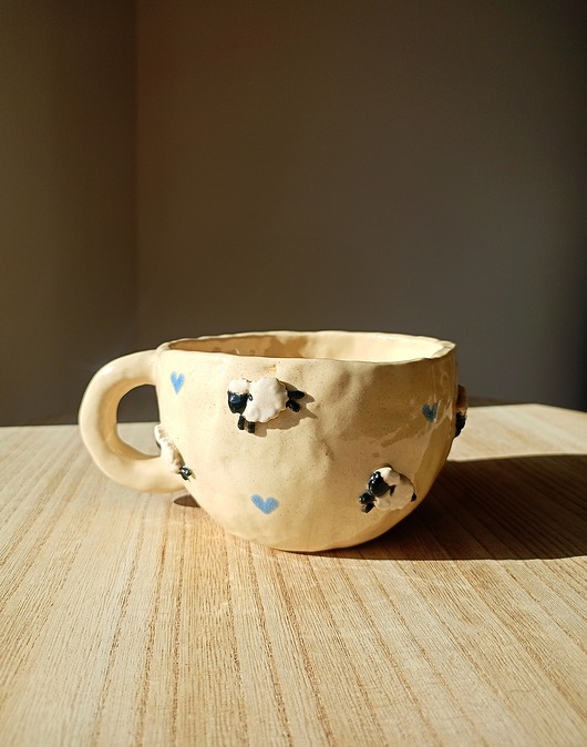 filiżanki Ceramiczna ręcznie robiona filiżanka w owieczki