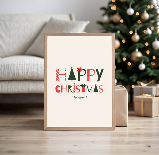 plakaty Świąteczny plakat - HAPPY CHRISTMAS
