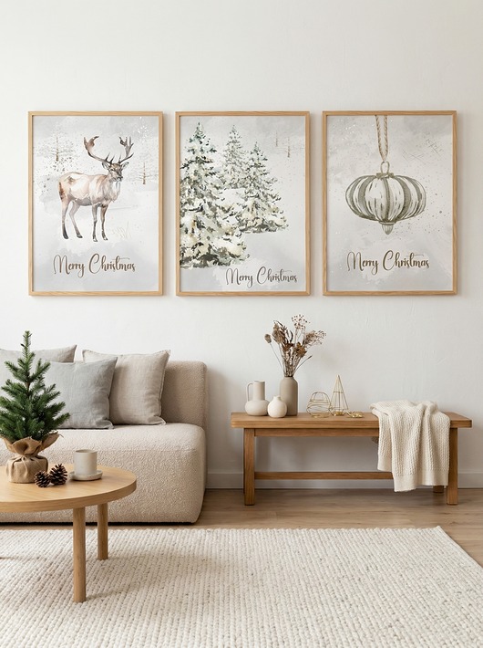 plakaty Zestaw 3 plakatów White bauble