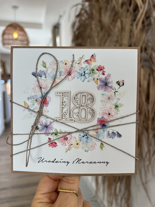 kartki scrapbooking Ręcznie robiona kartka na 18 urodziny, osiemnastka - pomysł na prezent życzen