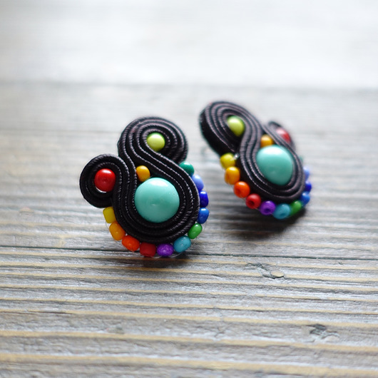 Kolorowe Lentinki- kolczyki soutache Mró Soutache