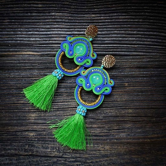 Ingua- etniczne kolczyki soutache Mró Soutache
