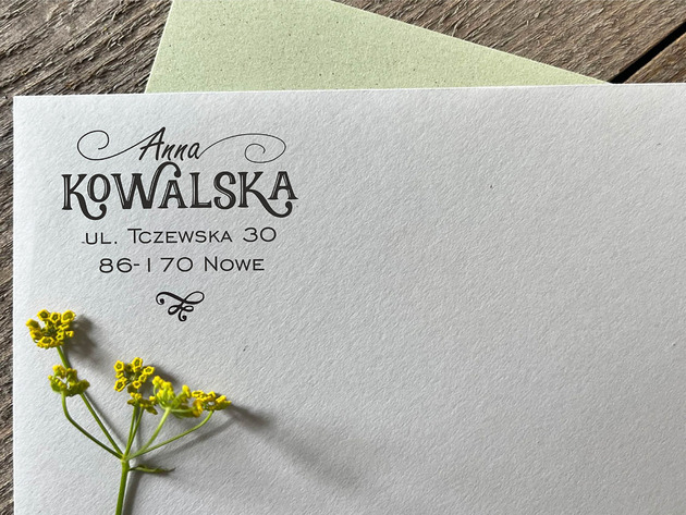 stemple Personalizowany drewniany stempel z adresem - fancy