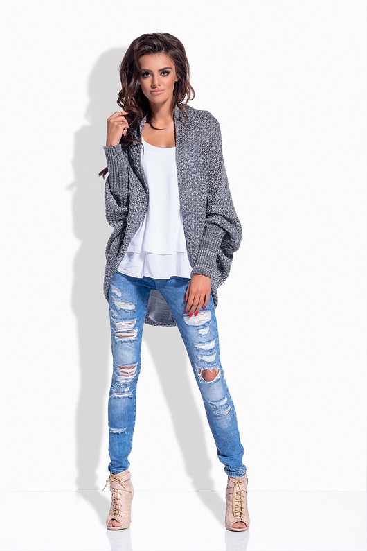 Sweter KARDIGAN bluzowany grafitowy  Dressroad