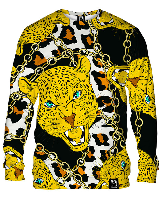 bluzy męskie Bluza Bez Kaptura Męska DR.CROW Leopard Spots