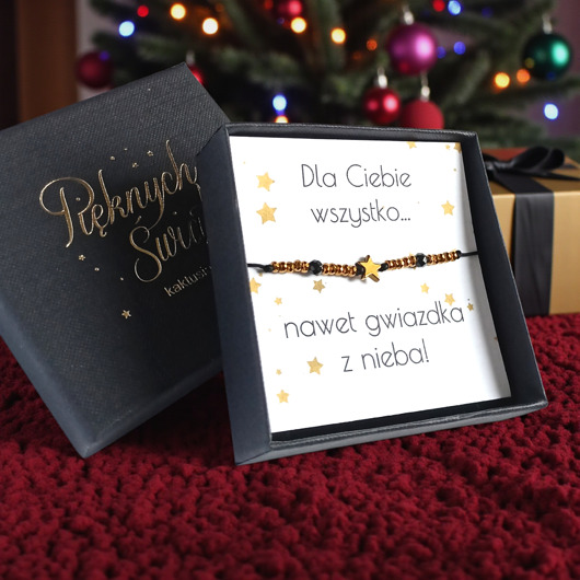 bransoletki z kamieni naturalnych Świąteczna bransoletka - pomysł na prezent - świąteczne pudełko - glam