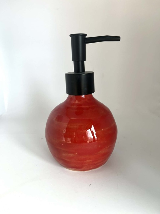 mydelniczki Dozownik na mydło Mydelniczka, czerwony do łazienki, recznie robiony