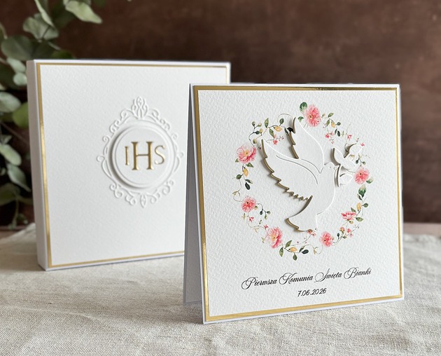 kartki na komunię Kartka na komunię z pudełkiem i kopertą, 110