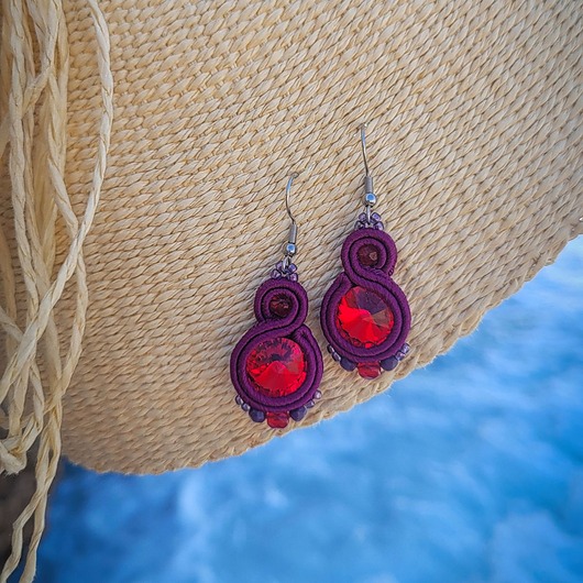 kolczyki soutache Sofi 8 - kolczyki z kryształami