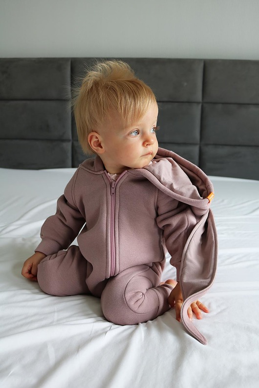 kombinezony dla niemowlaka Kombinezon Królik  - brudny róż