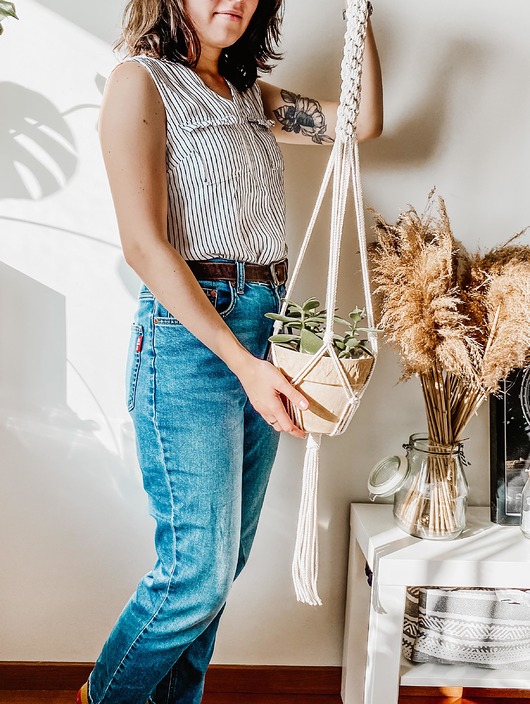 Kwietnik makrama,boho dekoracja KSENKYOU
