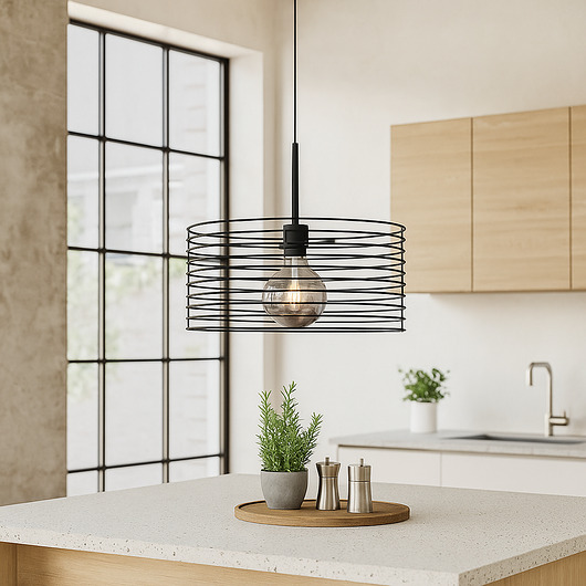 lampy wiszące Czarna lampa wisząca do salonu w stylu loftowym CLIZA LOFT
