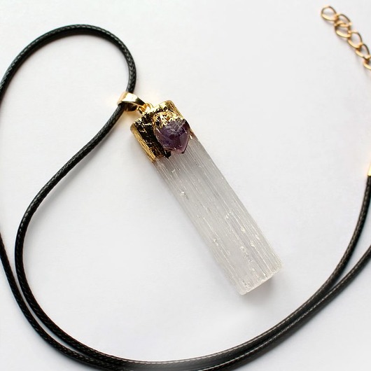 wisiory Kryształ górski + ametyst